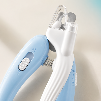 Close-up of Felivana LED Nail Clippers showing integrated LED light and transparent blade guard